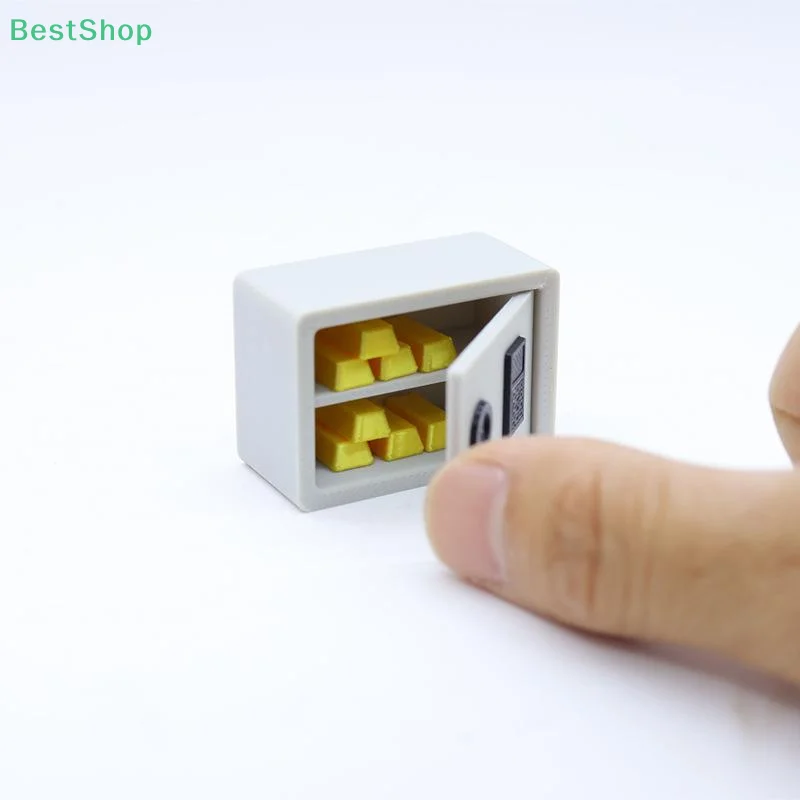 💕Dollhouse Miniature Realistic Combination Lock Safe,Mini Safe With Gold Bars,Home Scene Photography Prop