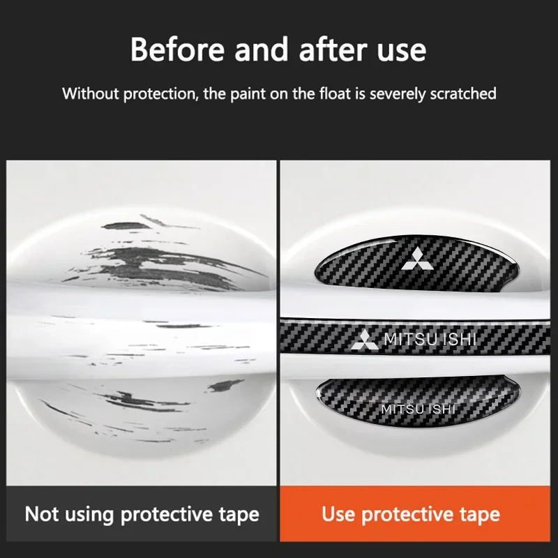

8Pcs Car Supplies Universal Door Handle Protector Strip For Mitsubishi Outlander Lancer Pajero ASX Triton Colt