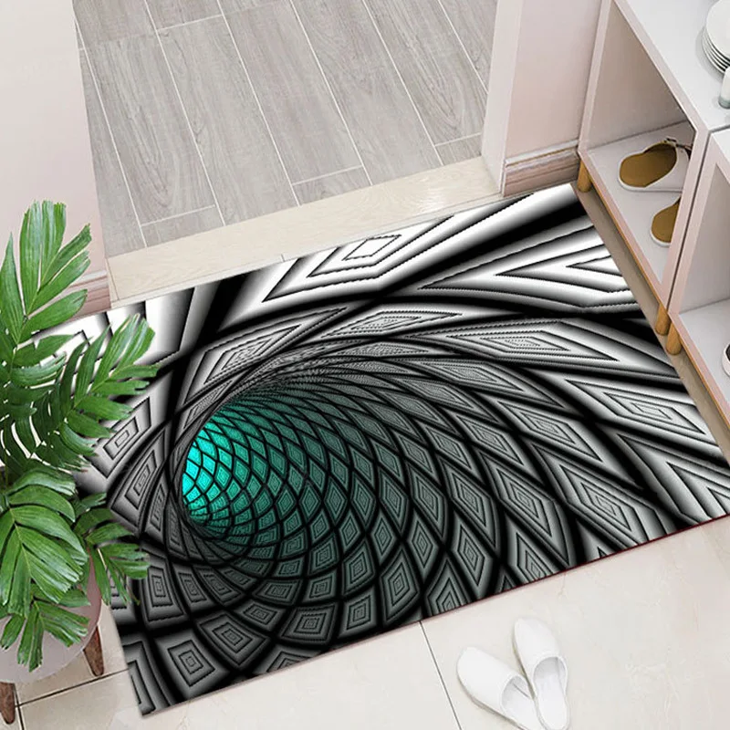 3D Effect Floor Mat Cartoon Vertigo Carpet Home Bedroom Living Room Door Mat Bathroom Non-slip Bedroom Living Room Floor Mat