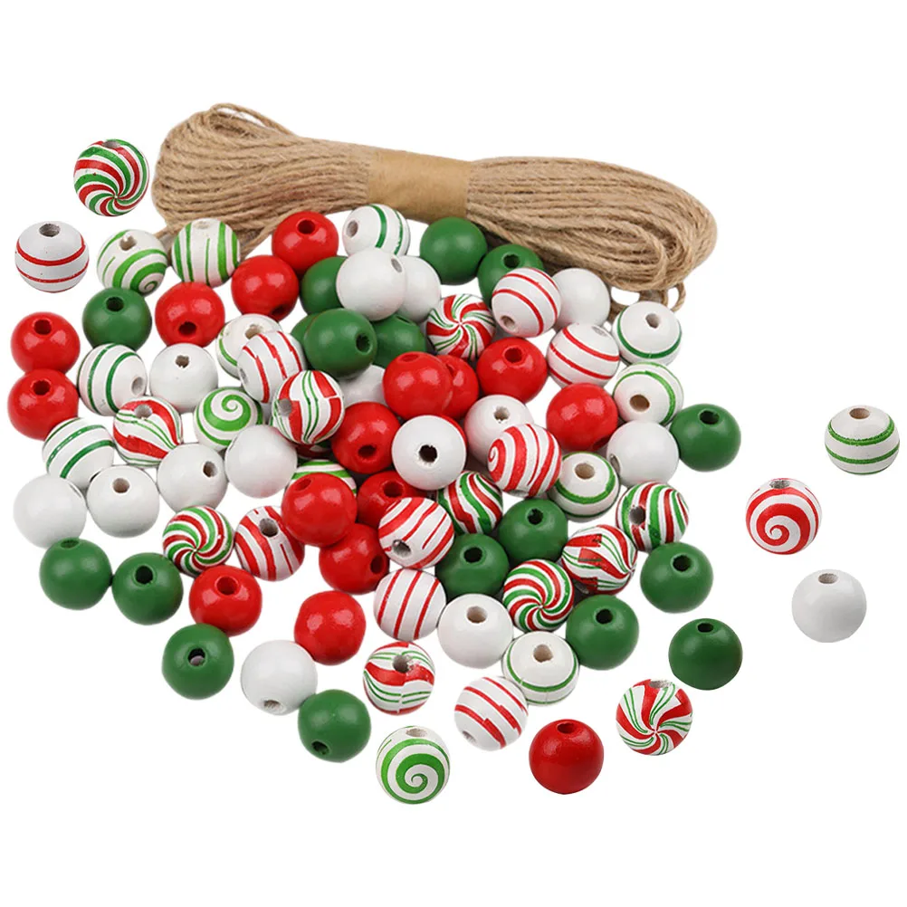 

Rope Wooden Bead Set 10M Christmas Candy Color Garland Kit Round Bracelets Jewelry Crafts Loose Beads Charms Wood Beads