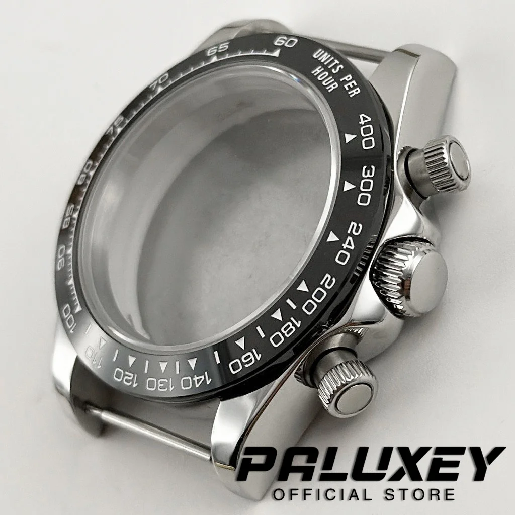 VK63 40mm cronógrafo indicaciones bisel cerámico cristal de zafiro caja de reloj accesorios piezas de reloj para movimiento de cuarzo VK63 VK63A