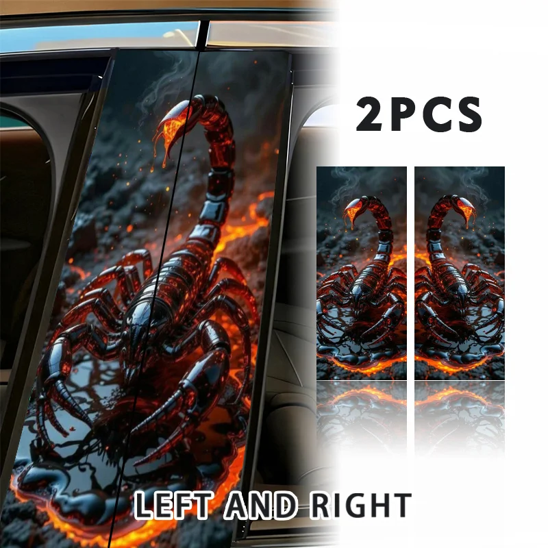 

2 pcs Scorpion car stickers (mouth fire) - waterproof self-adhesive stickers, suitable for vehicle B-pillars, high-gloss glass