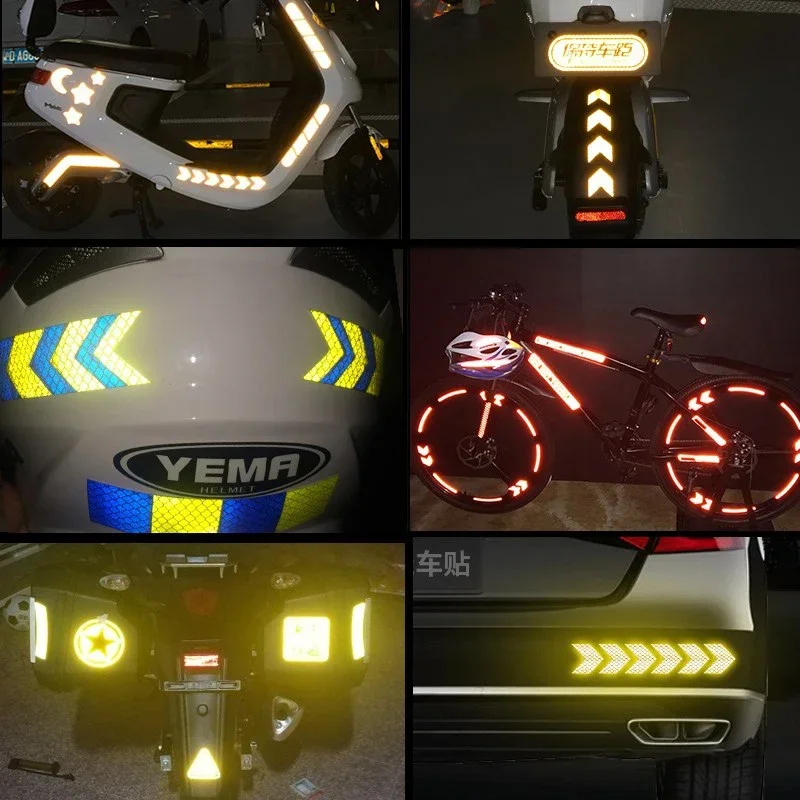 High Reflective Car Safety Reflective Arrow Stickers Car Motorcycle Truck Helmet Safe Warning Markers Decals Auto Exterior Decor