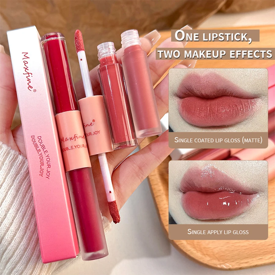 Double Head Waterproof Lip Gloss Long-lasting Matte Mirror Sexy Lips Makeup Daily Use