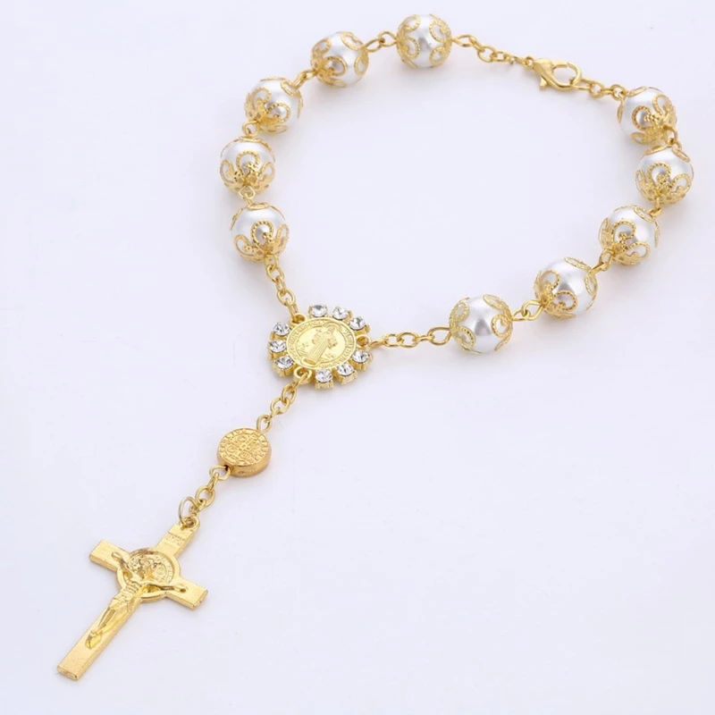 Catholic Gift Saint Christopher Travel Protection 8MM/0.31Inch Bead Rearview Mirror Car Truck Auto Rosary MR18 22 Dropshipping