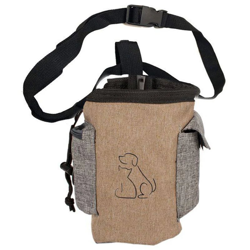 Portable Dog Training Treat Bags Puppy Snack Reward Waist Bag Dog Walking Snack Pouch Detachable Pet Feed Pocket Pouch-Coffee