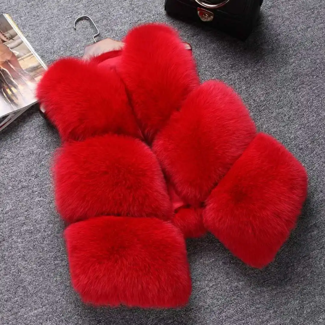 Werk Faux Vossenbont Vest Jassen Vrouwen Korte Jassen Gesplitst V-hals Mouwloos Bedekt Knop Y2k Slim Casual Herfst Winter 2025
