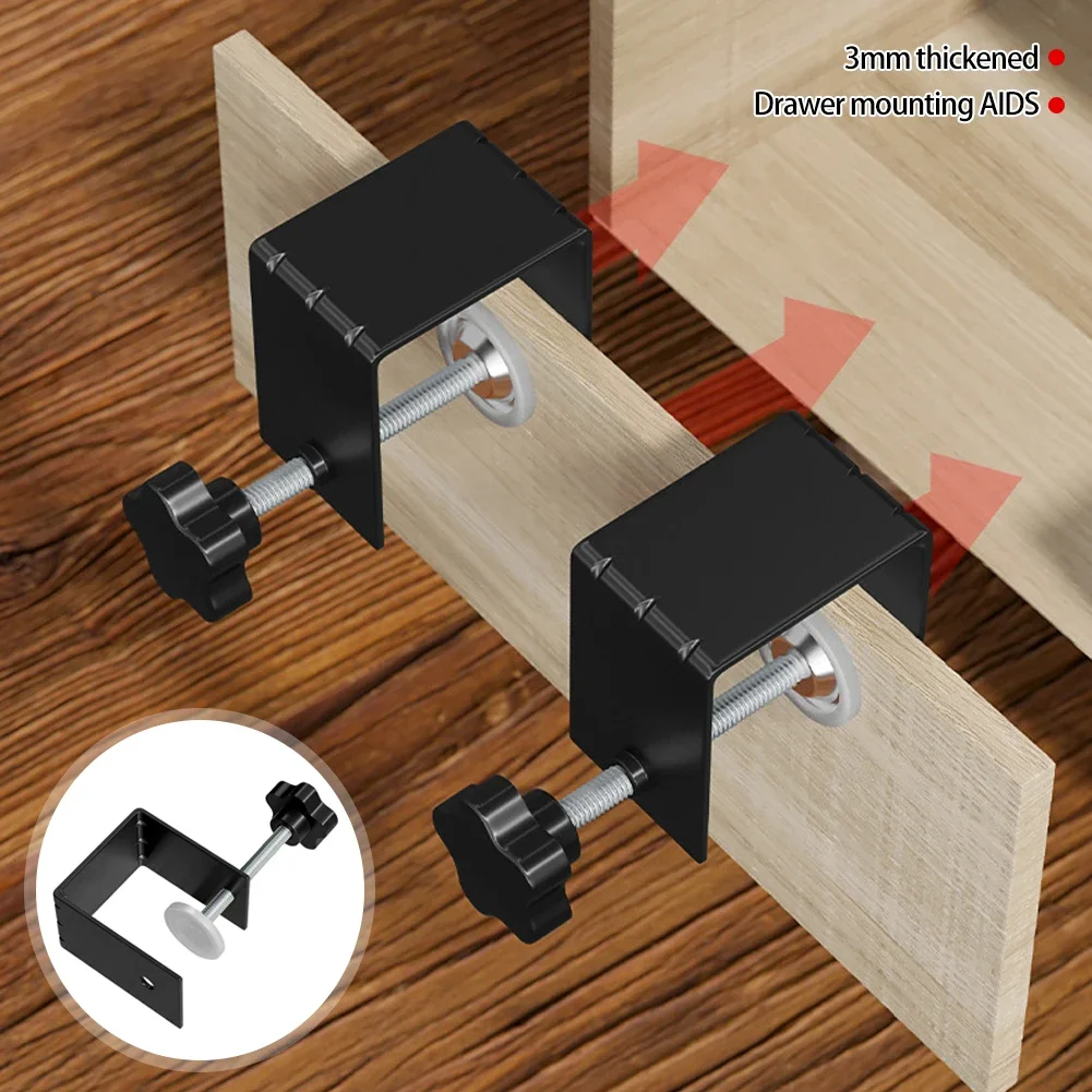 1Pc New Steel Drawer Front Installation Clamps Woodworking Jig Cabinet Tool Home Furniture Accessories Drawer Panel Clips Tools