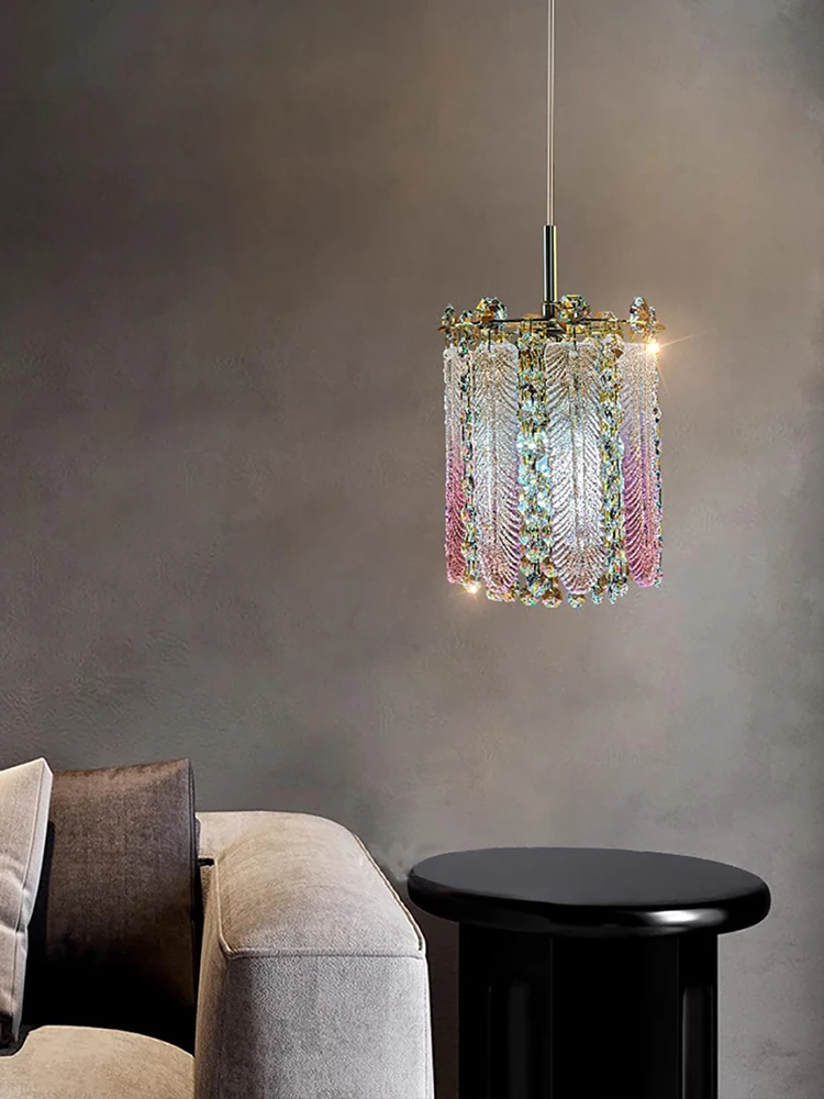 Delicate Bedside Decor Feather Crystal Tassels Luxury Chandeliers LED Hanging Lamps Salon Lights for Bedroom Suspension Lustres