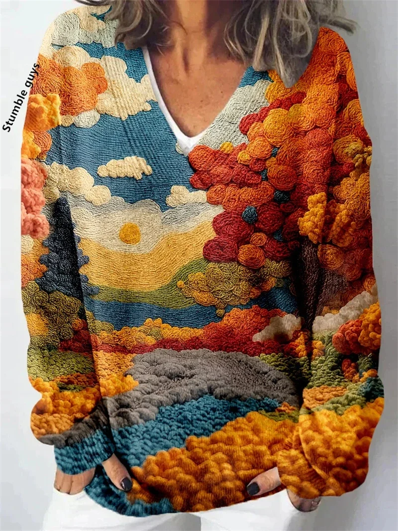 가을 겨울 여성 스웨터 패션 캐주얼 유럽 미국 따뜻한 크리스마스 눈사람 개 사슴 프린트 Y2K 니트 탑 ​