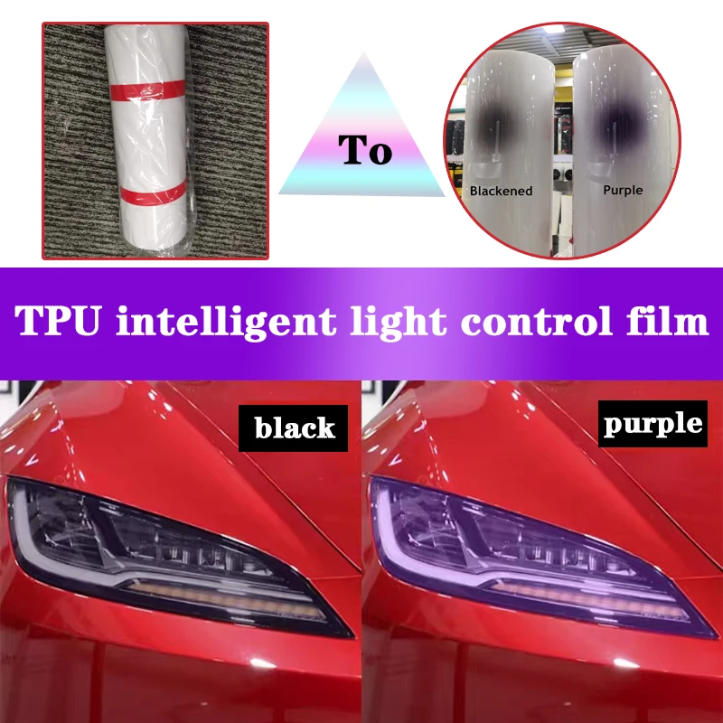 Car Styling PPF TPU Smart Photochromic Headlight Protection Film Color-Changing Self-healing Anti-scratch Film Auto Accessories