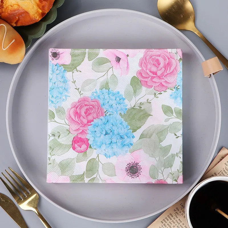 

20pcs/Pack Flower Paper Napkins Cocktail Wedding Birthday Party 2-Ply Square Table Disposable Dinner Napkins