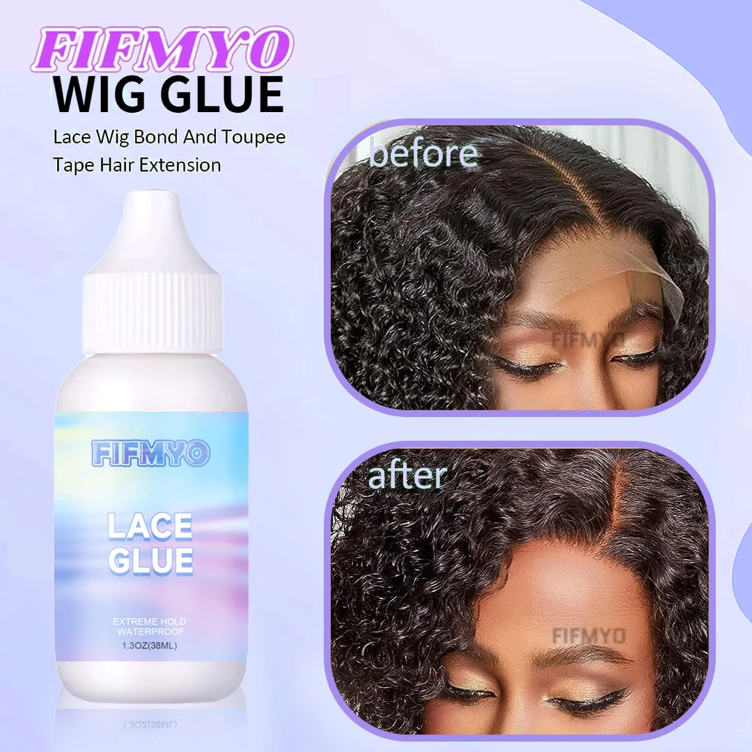 Fifmyo peruca de renda cola adesiva forte segurar peruca de renda cola líquida à prova dwaterproof água forte segurar renda frontal para extensões de cabelo