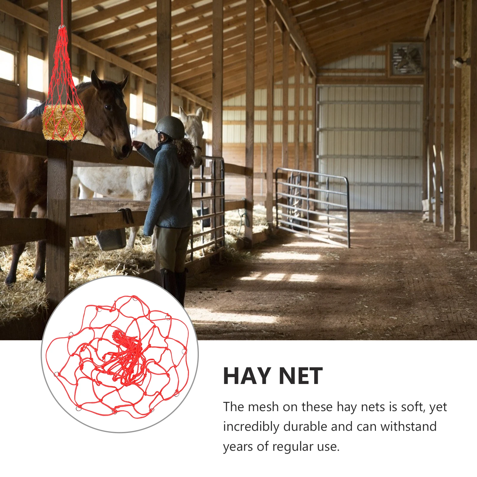 

Medium 20 Strand Red Hay Bag Soft Mesh Nylon Rope Feeding Net Slow Feed Bag Prevents Overeating