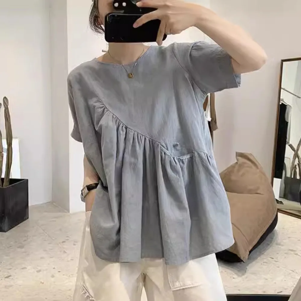 

T-Shirts Harajuku Y2k Top Shirts for Women Clothing Tees Cotton Linen Women Clothes Streetwear Vintage Casual Elegant Summer