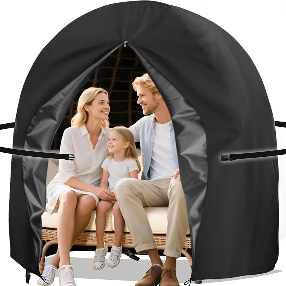 

Patio Egg Chair Cover, 91X80 Hes Waterproof 420D Ox Double Hanging Outdoor Furniture Covers For Wicker Egg Swing Chair,