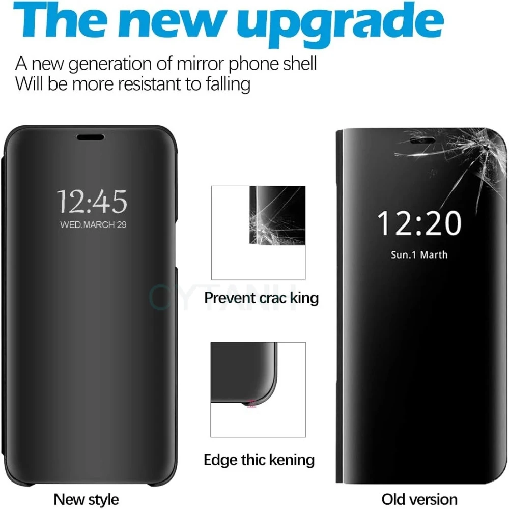 Slim Mirror Clear Holder Case For Samsung Galaxy S26 S25 S24 S23 S22 Plus Ultra Shockproof Leather Texture Wallet Protect Cover view 5