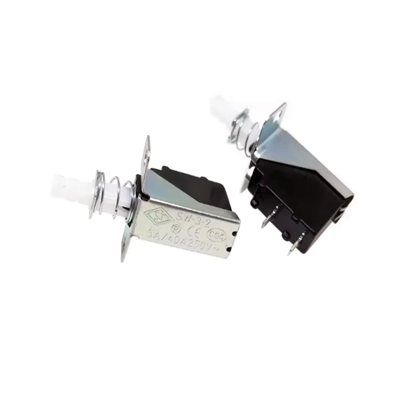 10PCS KCD-A10 straight key switch SW-3-2 push-button switch 2/3 pins Kitchen range hood power switch self-locking button