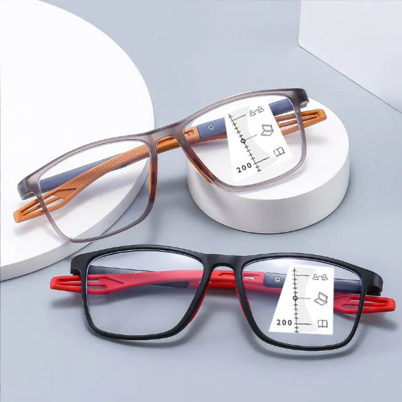 Sports Progressive Reading Glasses Anti Blue Light Multifocal Far Sighted Eyewear Women Retro Ultralight Presbyopia Eyeglasses