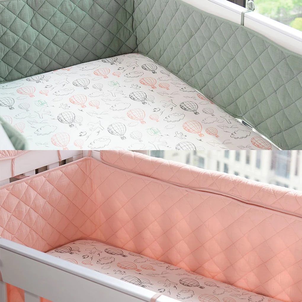 Cotton Crib Bumper for Protection Wrap Baby Anti-bite Solid Color Bed Fence Guardrail Newborn Care Baby Safety Bedding Product