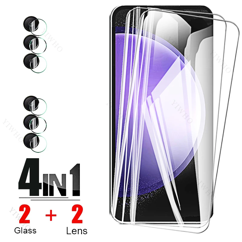 4in1 Protection Glass for Samsung Galaxy S23 FE S 23 F E SM-S711B Screen Protector Tempered Glass Fingerprint Unlock Camera Lens