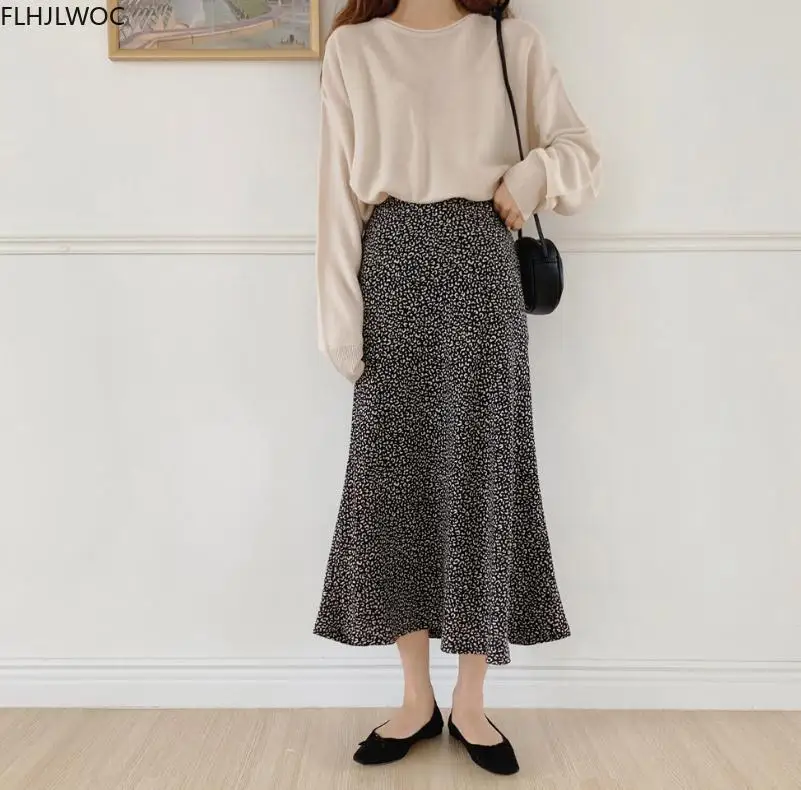 2023 Summer Skirt Long Hot Sales Women Black White Preppy Style Girls Korean Design High Waist Leopard Long Skirts N1965