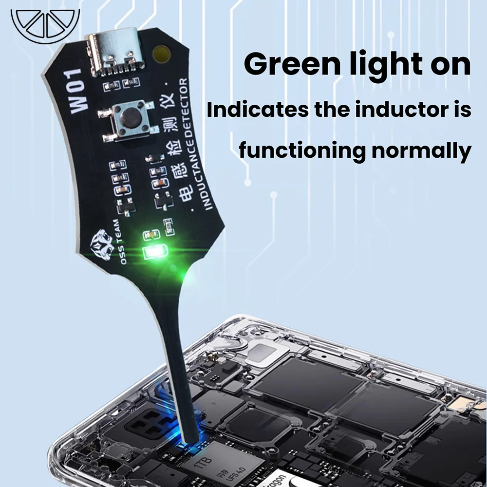 W01 Inductor Detector Tool Motherboard Coil Tester for Phone Motherboard Repair Electromagnetic Induction Quick Fault Check