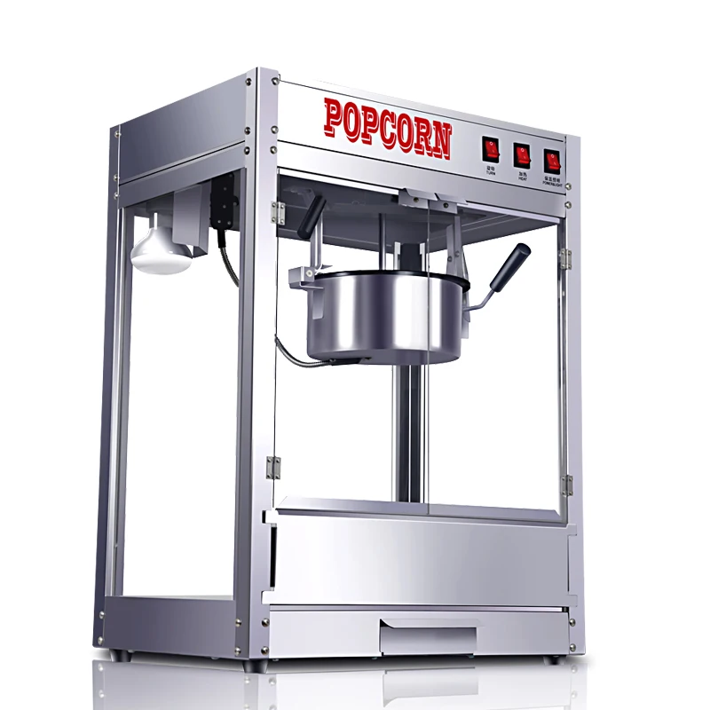 Commercial Popcorn Maker Electric Puffed Rice Maker 220v Automatic Corn Popper Stainless Steel Professional Popcorn Machine