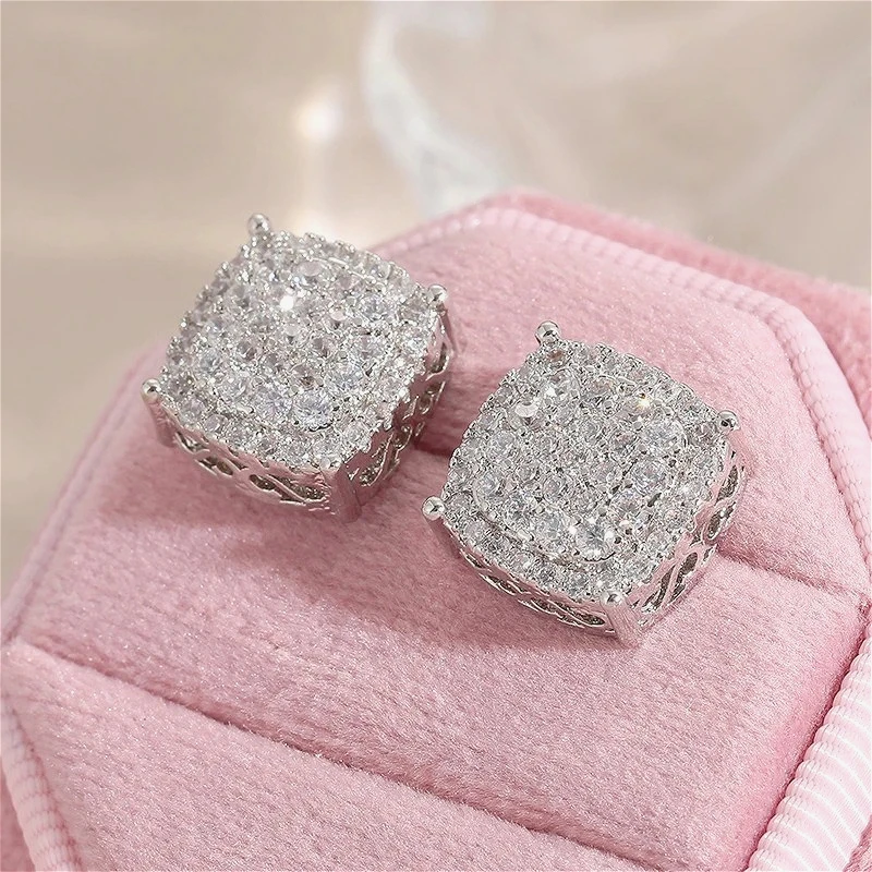 Minimalist Delicate Square Stud Earrings Unisex Fashion Jewelry Versatile Accessories Suitable For Wedding Bridal Parties Daily Wear Go With Everything