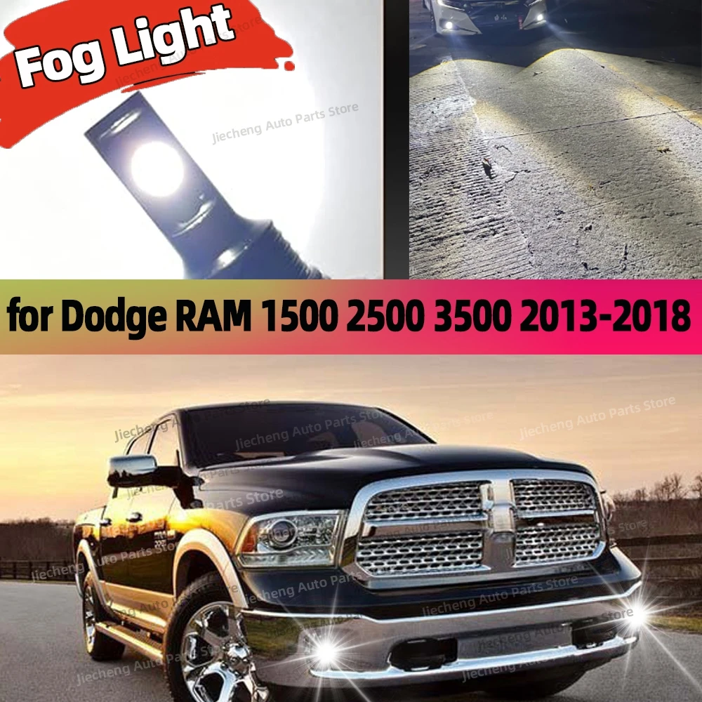 

2pcs Front Fog Lamp LED Bright Plug and Play for Dodge RAM 1500 2500 3500 2013 2014 2015 2016 2017 2018 6000K White Lamp