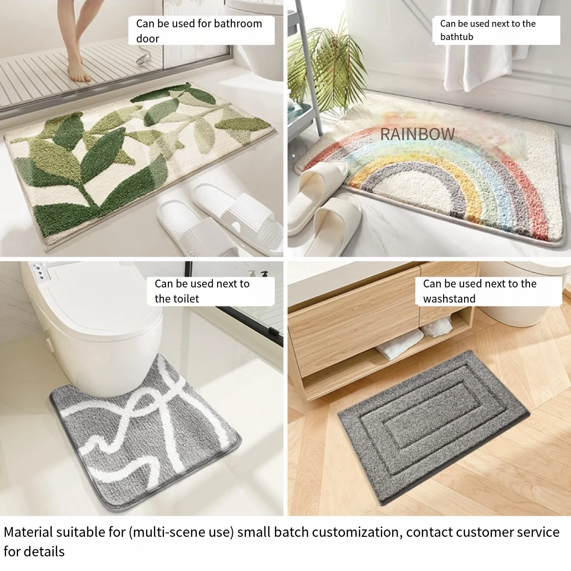 Non-slip Floor Mat for Bathroom, Simple Stripe Mat, Absorbent Foot Mat, Carpet for Toilet, Home