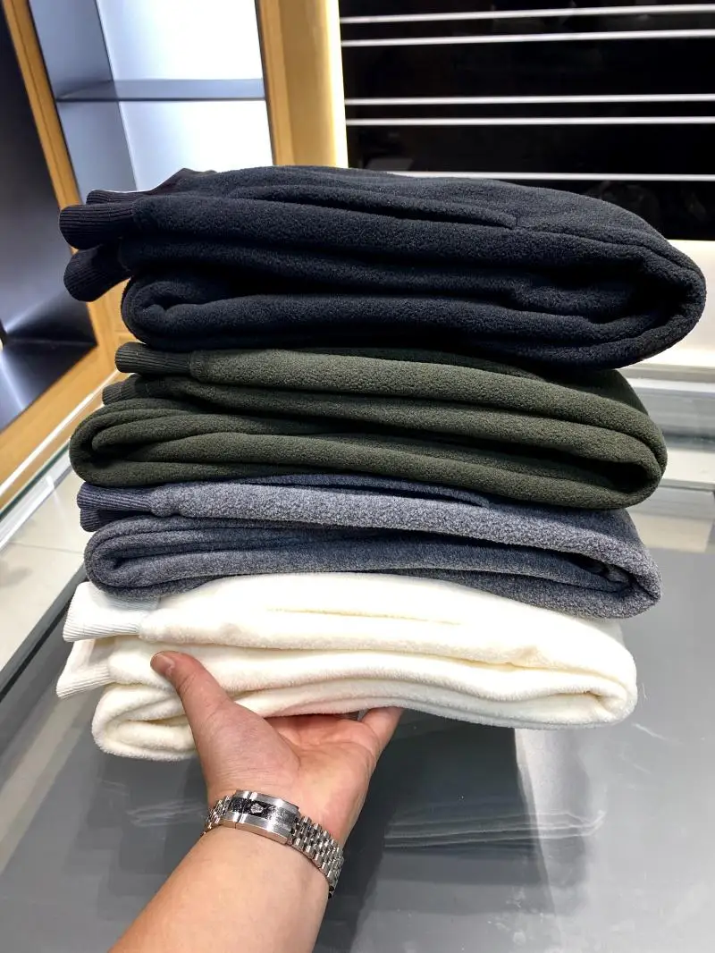   Waed Fce Thiened الشتاء عارضة السراويل للرجال بسيطة Sle الدافئة الشباب مستقيم الساق السراويل الطويلة