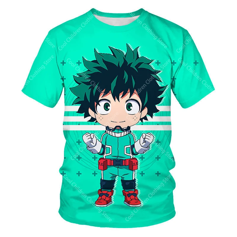 My Hero Academia Summer Boys Girls  Short Sleeve Clothing for Tee Cute casual fashion Parent Child Clothing Short Sleeve T-shirt