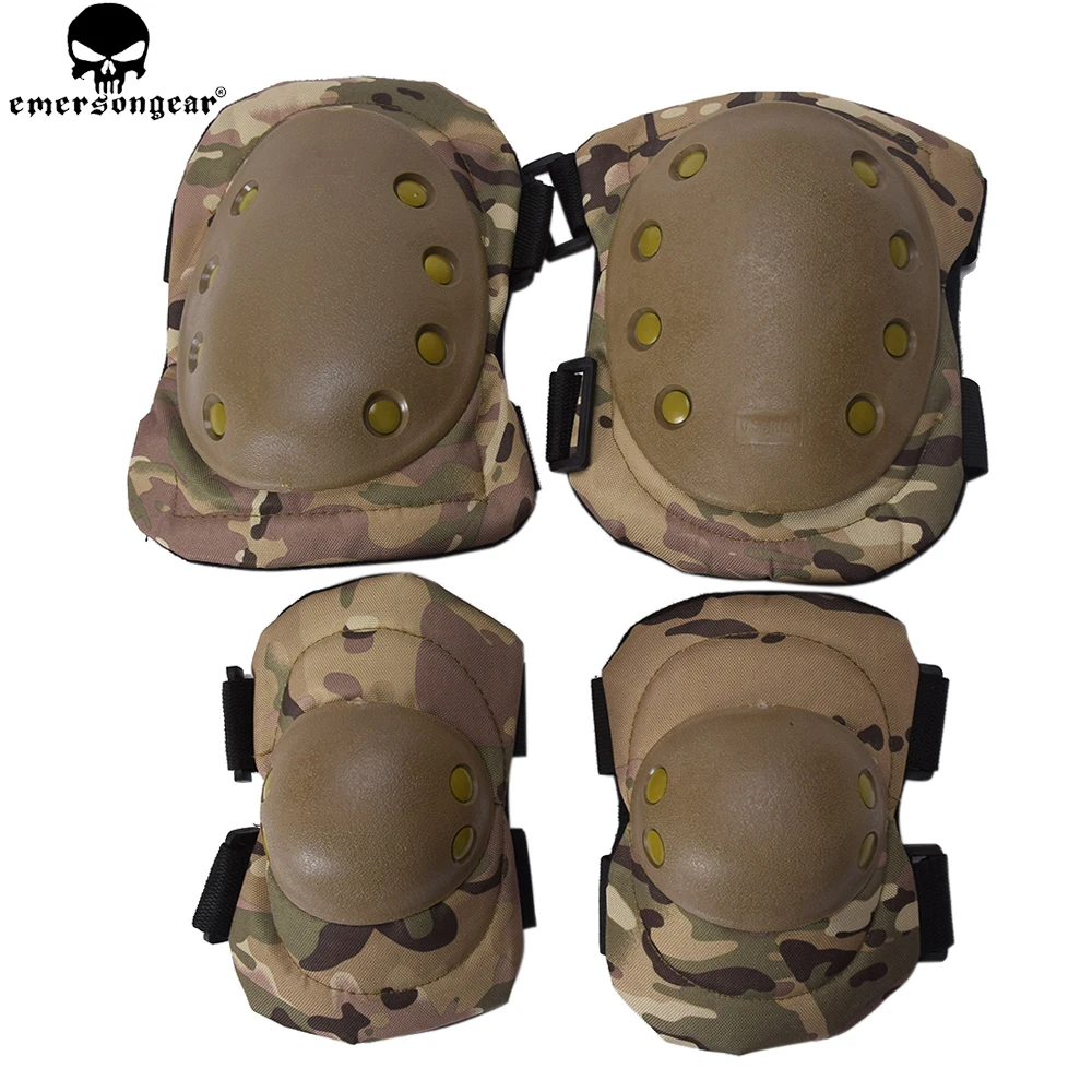 EMERSONGEAR Protective Knee Pads Elbow Pads Set Combat Airsoft Tactical Protective Pads Multi-camo Black BD2772