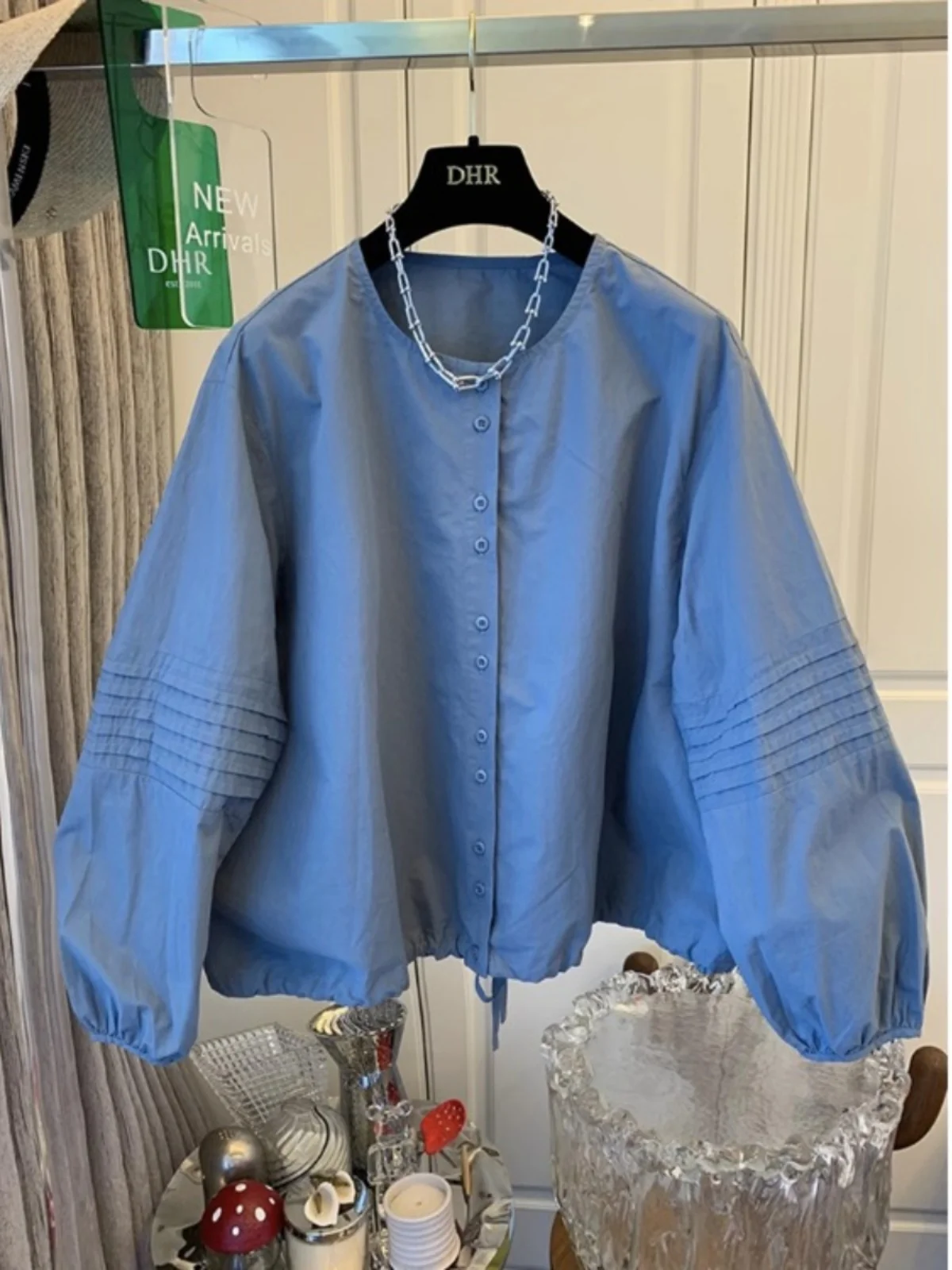 

Новая осенняя свободная верхняя одежда Ele Lantern Sve: топ средней длины с длинным рукавом для женщин больших размеров, для повседневной носки