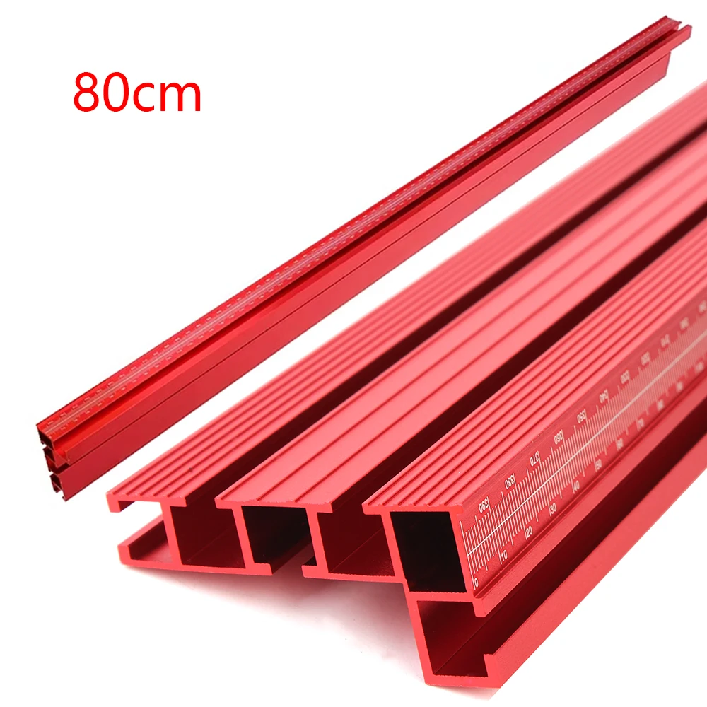 

1Pc 80cm 75 Type Red Anodizing With laser marking scale Aluminum Profile Router Fence Multi T-Track Table Saw Fence