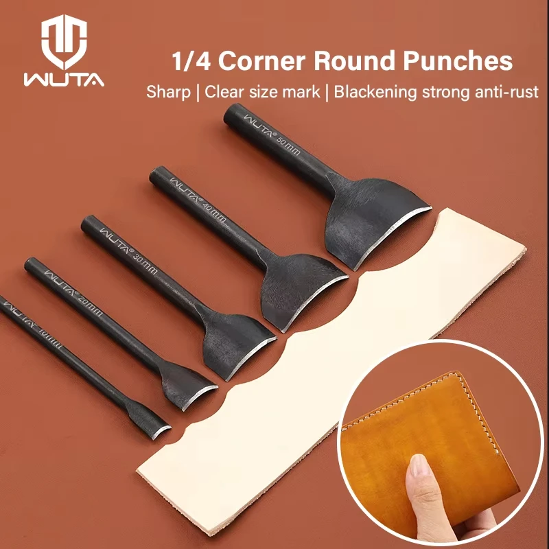 WUTA الأساسية سلسلة 5-9 قطعة مجموعة قطع الزاوية الجلدية 1/4 اللكمات المستديرة الجلود حافة قطع يموت سكين على شكل قوس لتقوم بها بنفسك أدوات حرفية #1