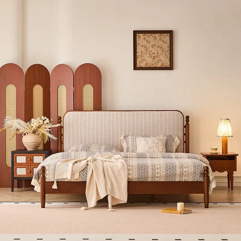 

Solid wood bed, double master bedroom, vintage queen bed