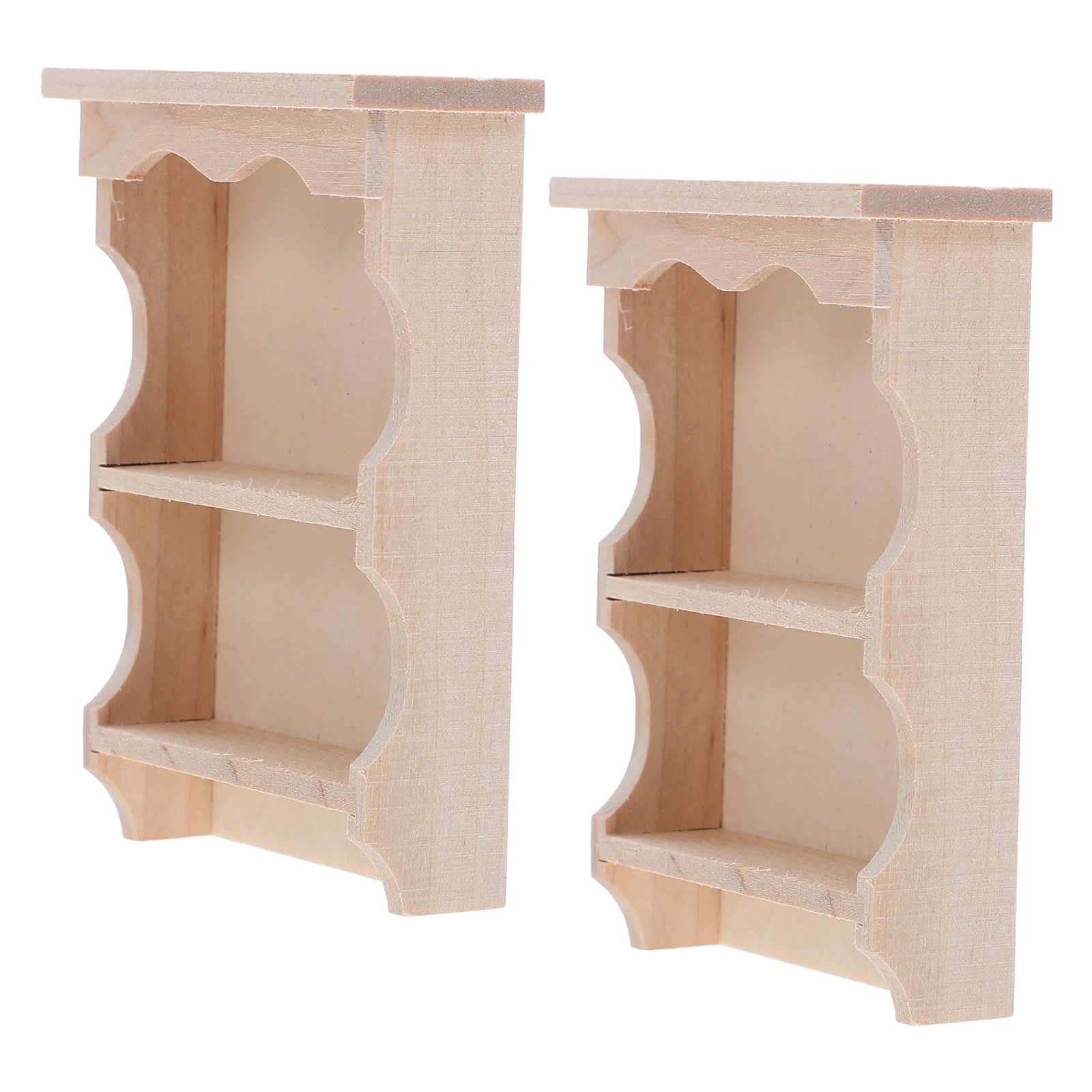 

2Pcs Rustic Solid Wood Wall Cabinet Vintage Miniature Storage for Dollhouse Kitchen Living Room Decor Dollhouse Furniture