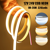 12V 24V 320Leds/M COB Neon Strip Waterproof 3000K 4000K 6000K Home Garden Decor High Brighter Flexible Ribbon Rope LED Light