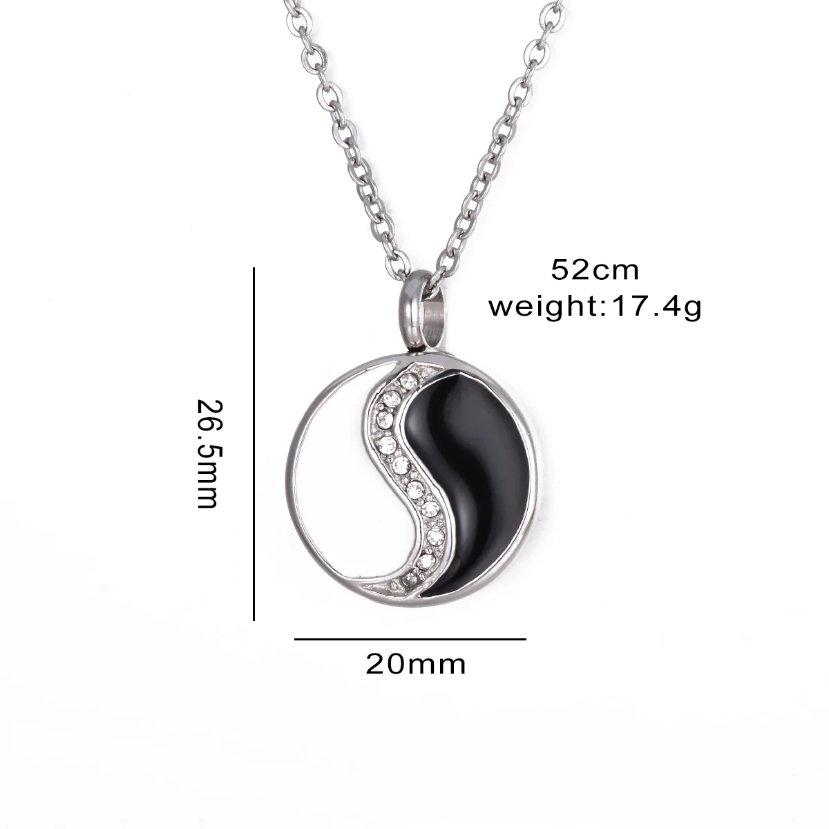 Circle Round Pendant Cremation Jewelry Memorial Ashes Urn Keepsake Yinyang Necklace