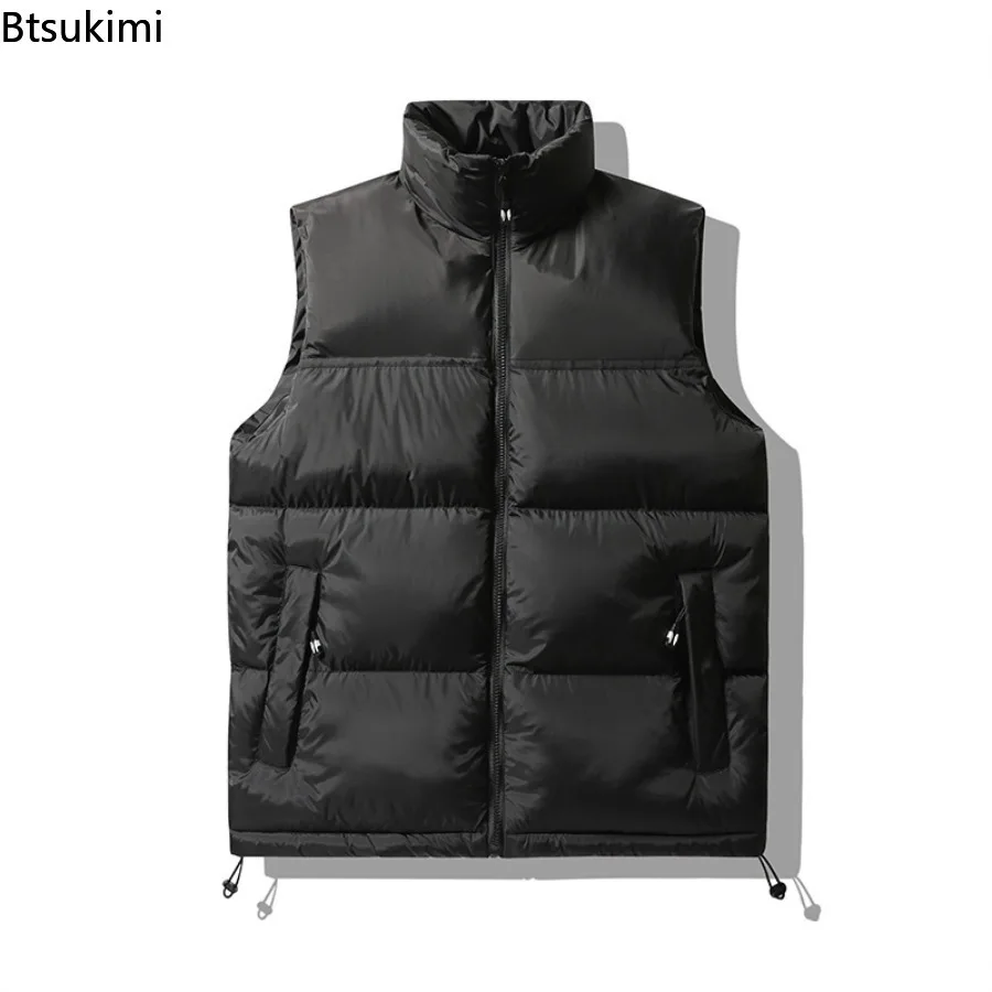 Men's Down Cotton Vest Winter Casual Patchwork Zipper Tank Top Men Outdoor Sleeveless Jacket Thick Warm Outerwear Vest M-8XL