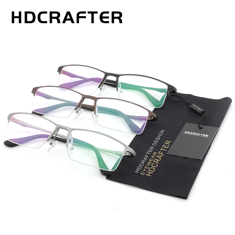 HDCRAFTER Men\'s Optical Glasses Frame Prescription Myopia/Hyperopia Eyeglasses Frames Men Fashion Reading Plain Glasses Eyewear