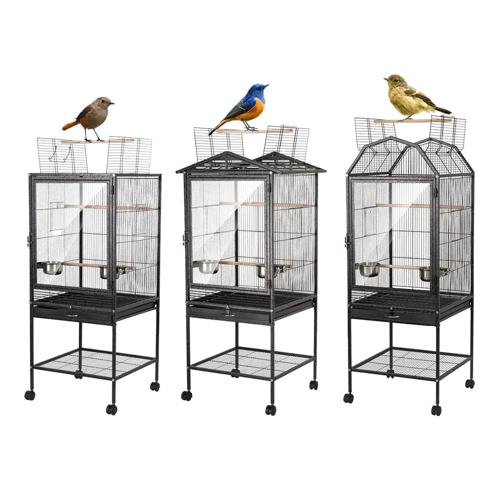 Custom Electroplated Wire Folding Pigeon Parrot Birds Breeding Cage New Large Simple Portable Canary Bird Cage