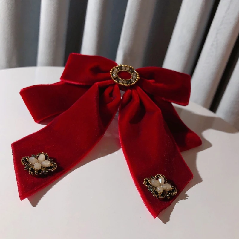 Women Bow Tie Brooch Flower for Rhinestone Double Layer Collar Pin Neckti Drop Shipping