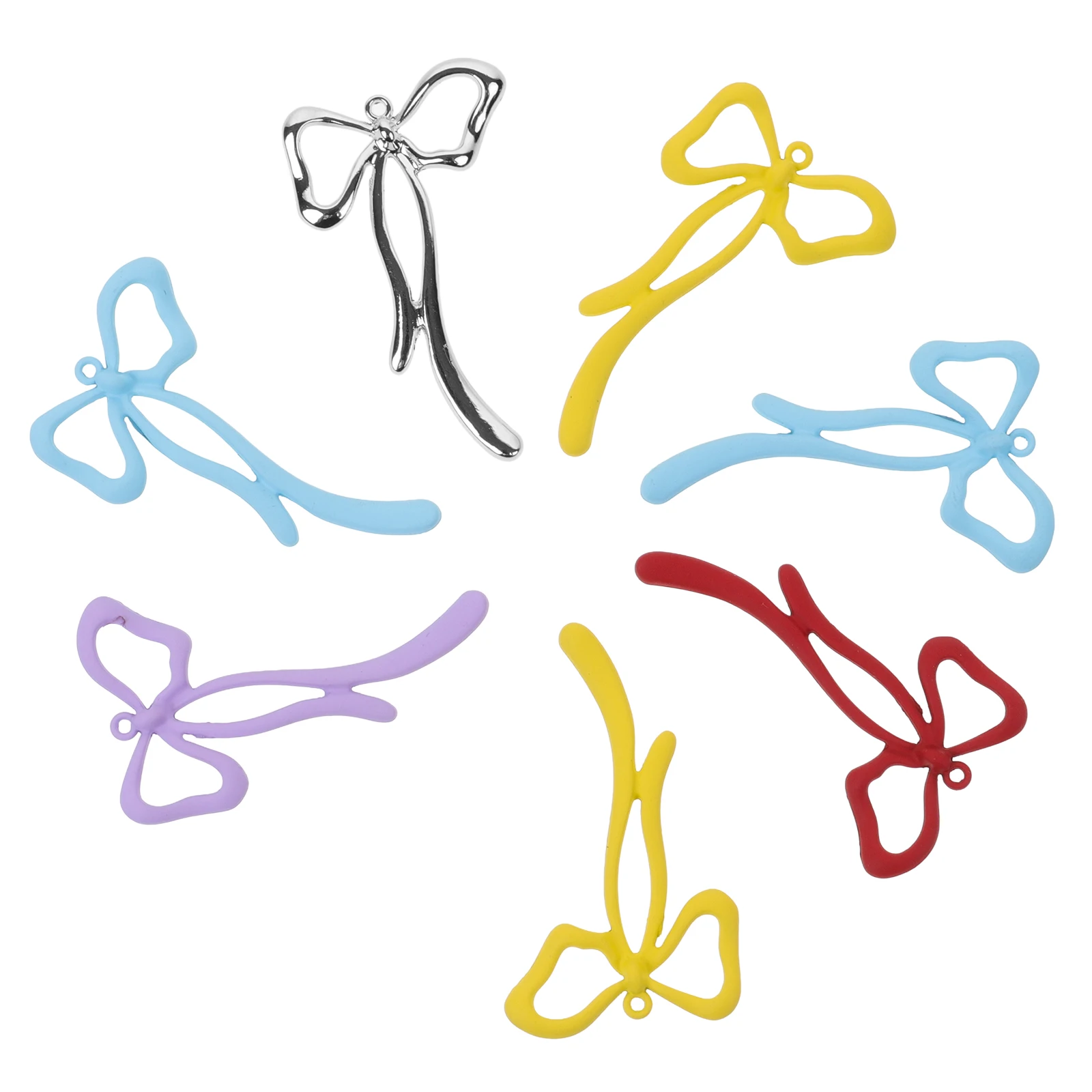 

7 Pcs Bowknot Pendant Charms Metal Diy Necklace Accessories Unique Costume Party Jewelry Making Elements Pendants Decor