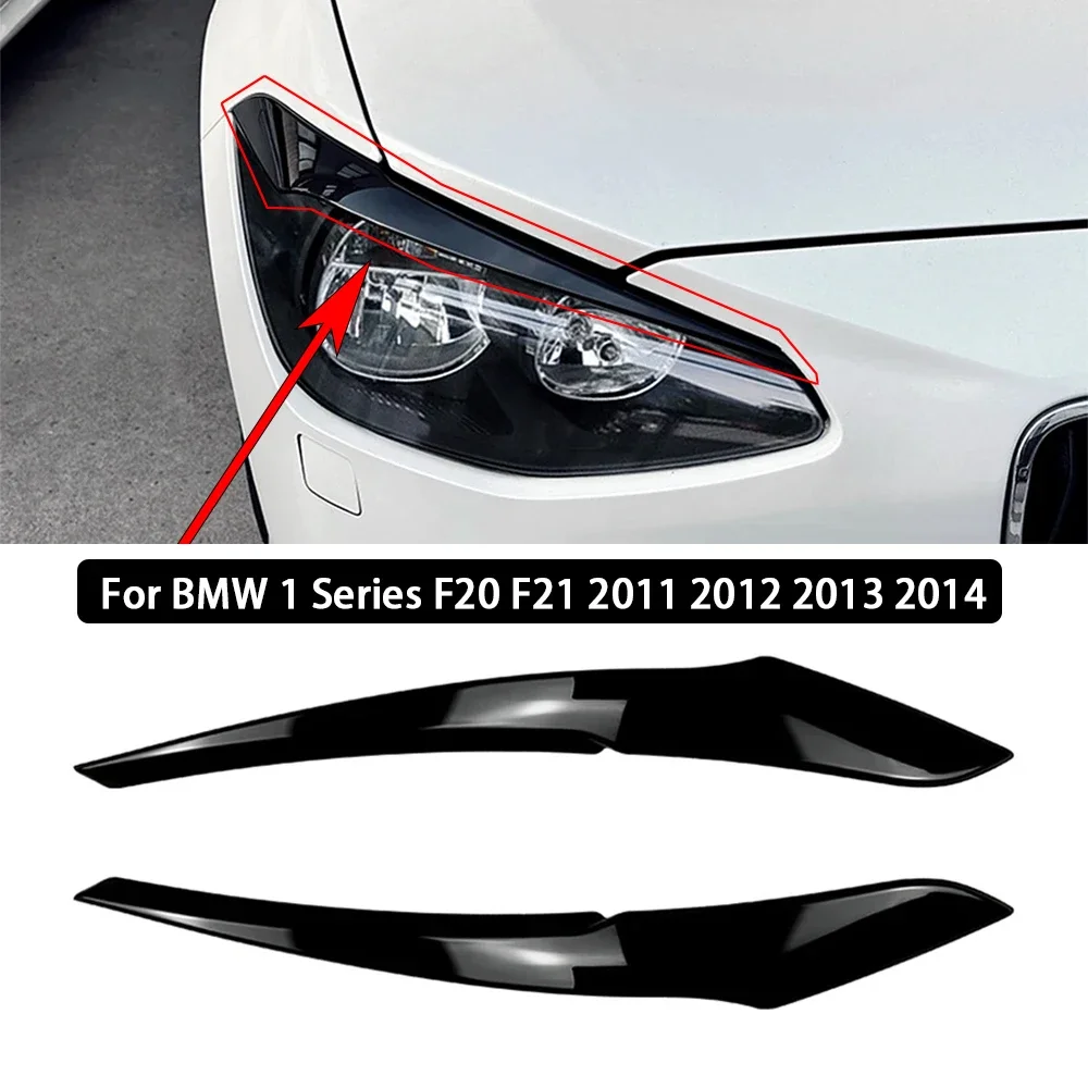 

Для BMW 1 серии F20 F21 2011 2012 2013 2014 Автомобильные наклейки на переднюю фару, веки, блестящие черные автомобильные внешние аксессуары