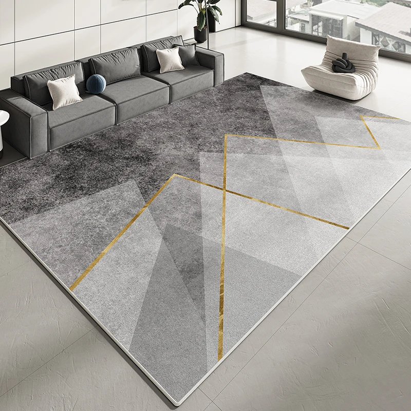 Modern Minimalist Striped Rug for Living Room Bedroom Non Slip Mat with Gray White for Home Decor and Cozy Space Enhancement