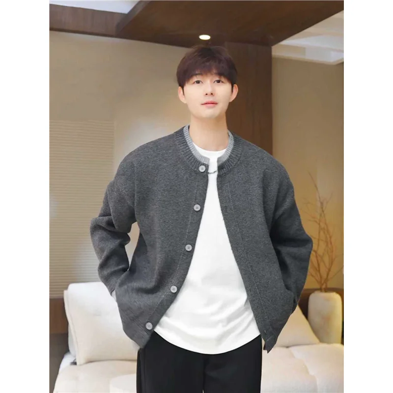 

Men's Casual Long Sve Knitted irt Inner Simple Base Layer irt Fake Two-Piece Spring Autumn Sle Comfortable Breathable