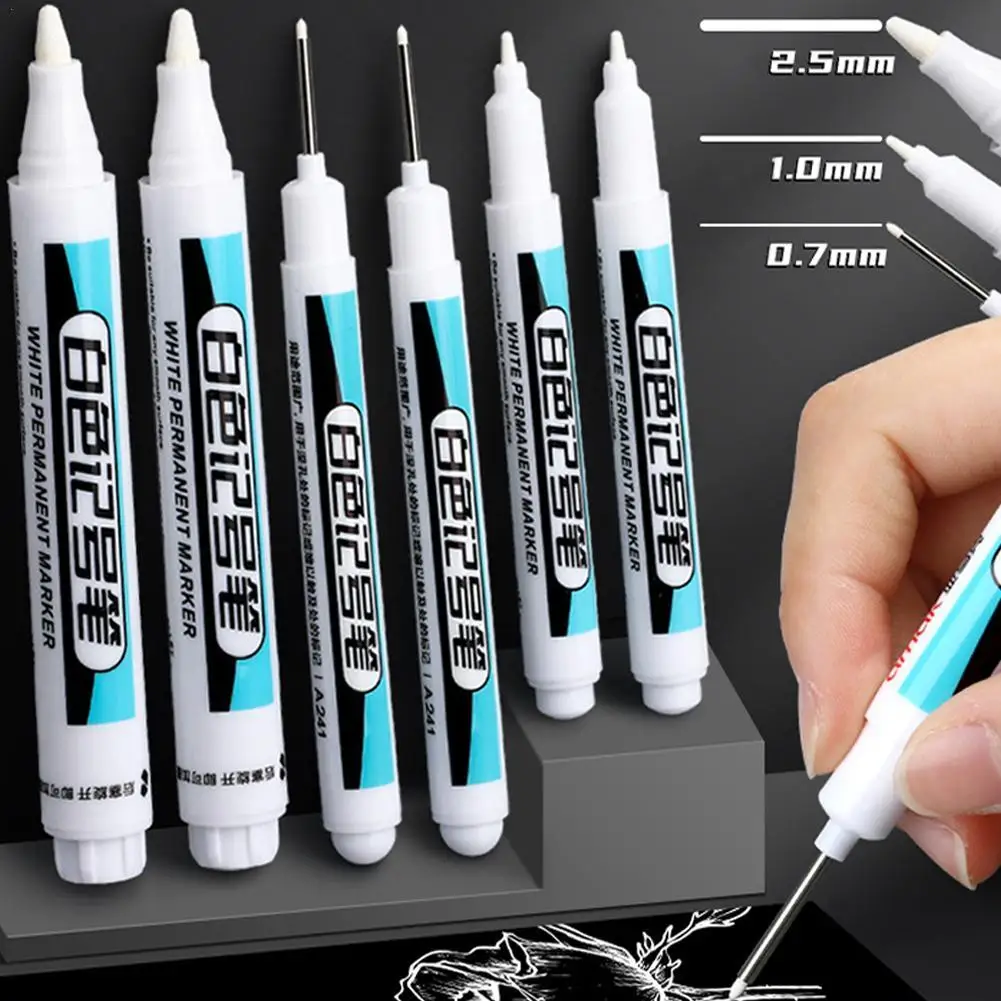 For Metal Long Head Marker Pen Oily Waterproof White Permanent Marker for Wood Plastic Leather Extreme Deep Hole Metal Marker